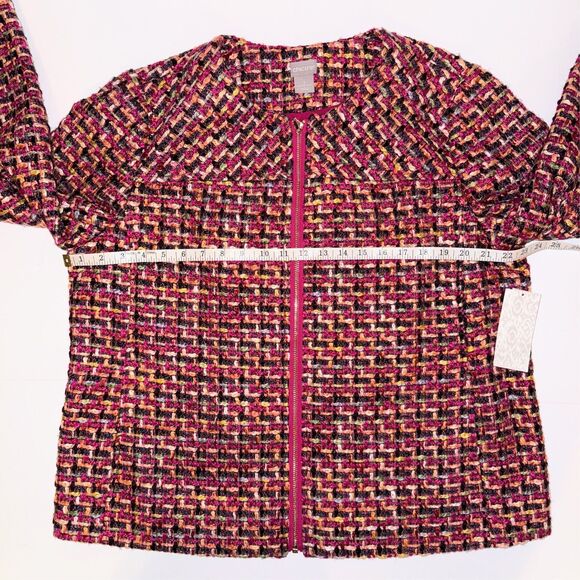 NWT Chico's Color Pop Tweed Jacket Blazer Pink Multi Long Sleeve Woven sz  3 16 - Picture 8 of 14